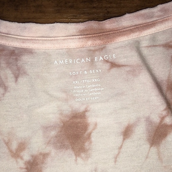 American Eagle Soft & Sexy Tee XXL long sleeve Light Pink/Dark Mauve Tie-Dyed - Picture 4 of 7
